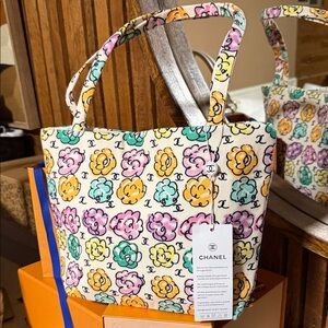 Chanel GWP Pastel Floral Tote Bag